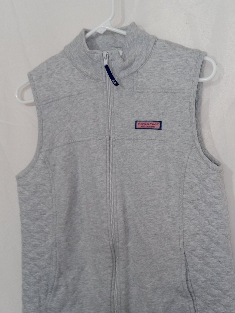 Vineyard Vines Gray Full Zip Quilted Side Vest Womens Small Preppy Coastal - Picture 2 of 11
